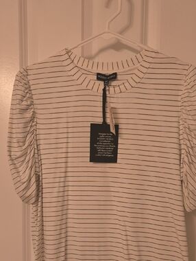 Modern Works White & Black Striped Short Sleeve Tee